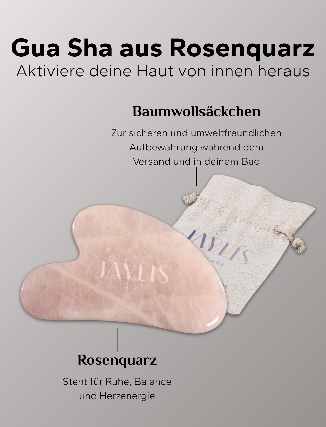 Gua Sha Stein aus Rosenquarz